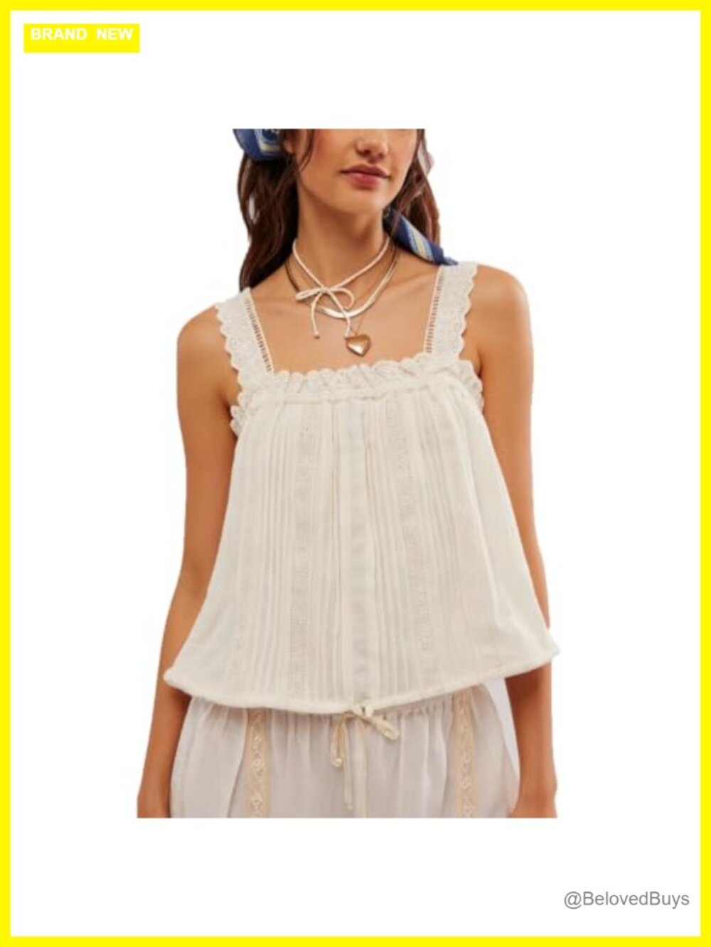 Y2K Lace Patchwork Tank Top Ruffle Hem Babydoll Crop Vest